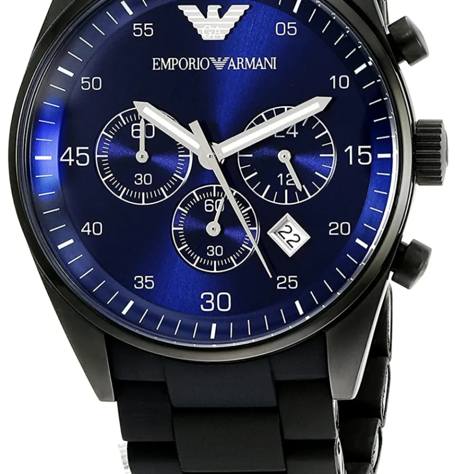 Authentic Emporio Armani Men Sportivo Chronograph Blue Dial Black