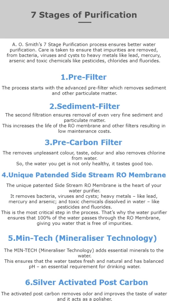 AO Smith RO water purifier 美国凈水机Reverse Osmosis Water