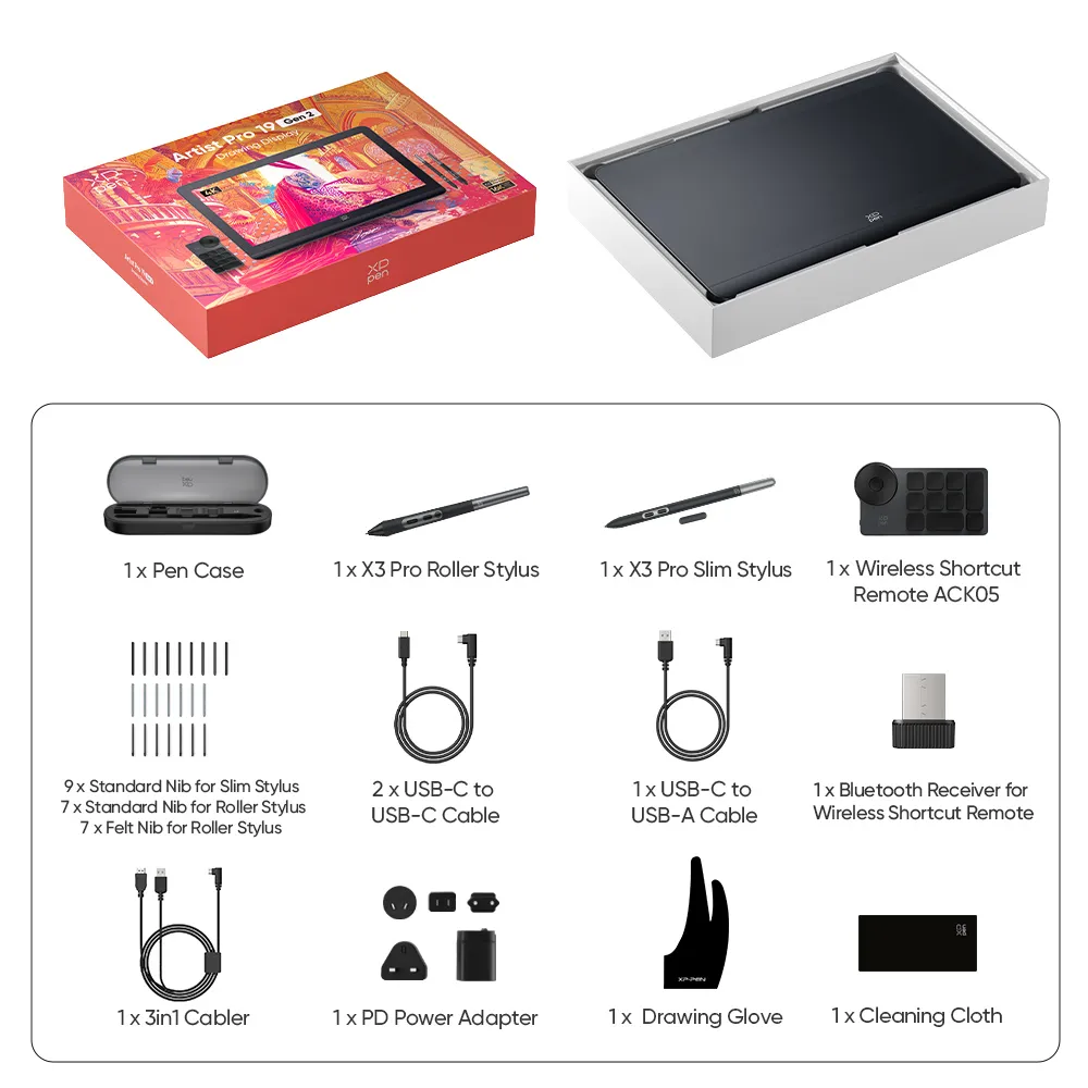 XPPen Artist Pro 19 (Gen 2) เมาส์ปากกา จอวาดรูป (4K) ขนาด 19 นิ้ว แรงกดปากกา 16,384 ระดับ