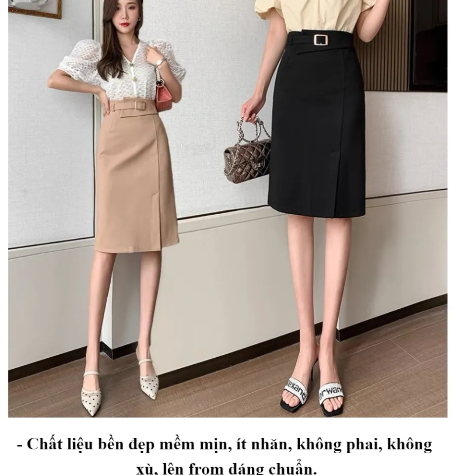 Chân váy ngắn chữ A/ Chân váy chữ A dáng ngắn xẻ tà trước kèm quần trong - Chân  váy | ThờiTrangNữ.vn