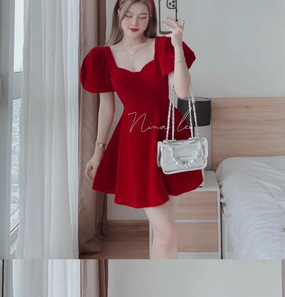 Váy Đầm Nữ Màu Đỏ Kiểu Sườn Xám Cách Tân Ht108 | Lazada.vn