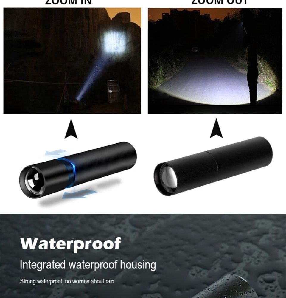 Mini lampe torche led rechargeable pour randonnée et pêche_voghion.com