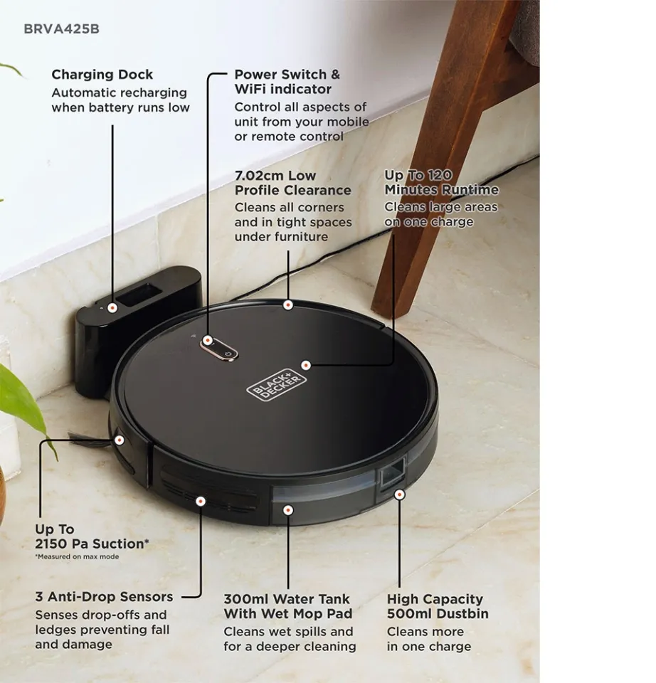 BLACK DECKER Robotic Vacuum 14.4V 2600AH BRVA25B00 1 Year