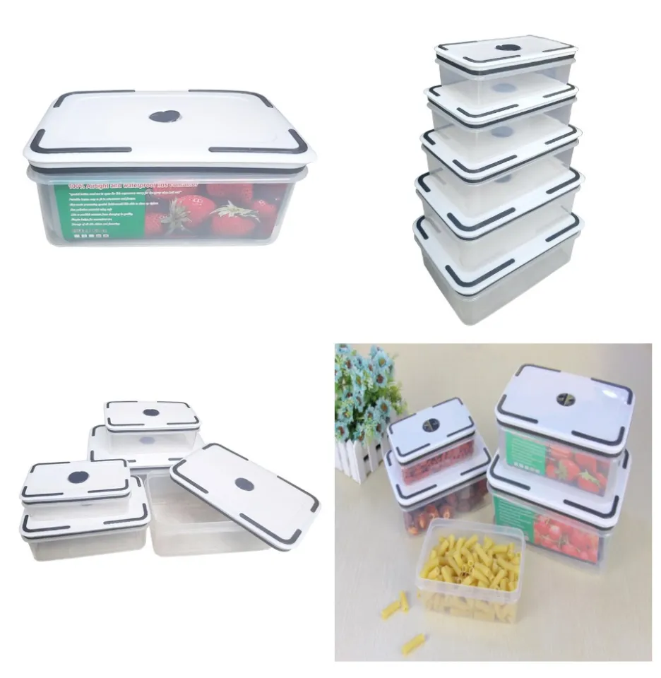 COMBO 5 HỘP NHỰA VUÔNG TỦ LẠNH 6 Set 5 Hộp Lạnh Chữ Nhật Trắng Đựng Thực Phẩm. Hộp nhựa bảo quản thực phẩm