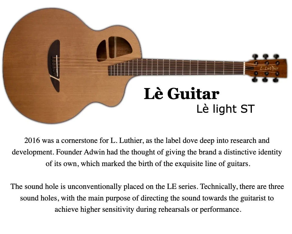 L.Luthier Le Light ST Entry Level Solid Top Acoustic Guitar | Lazada