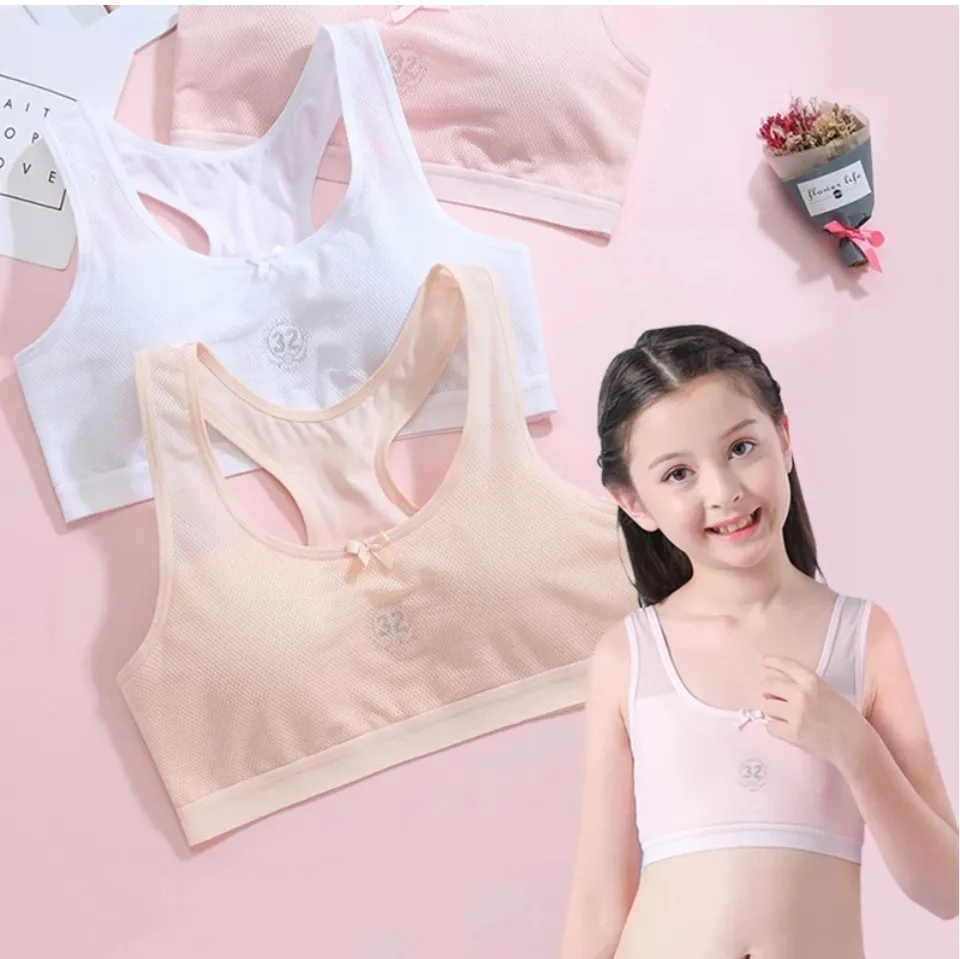 SG Seller] Modal Material Girls Bra Like Kissy Teenage Training Bralette  Puberty Ice Silk Kids Seamless NOT cotton