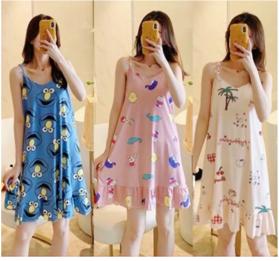 Belle Cute Spaghetti Duster Dress For Women Pajama Sleepwear