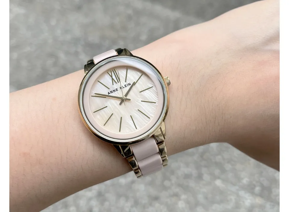 Anne Klein Watch 1412BMGB Pink Mother of Pearl Dial Pink and Gold