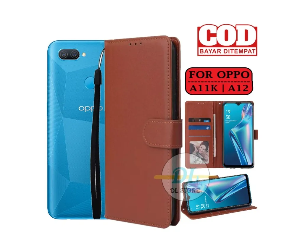Custodia Oppo A12 Portafoglio In Pelle PU Marrone Con Slot Carte E Chiusura Magnetica