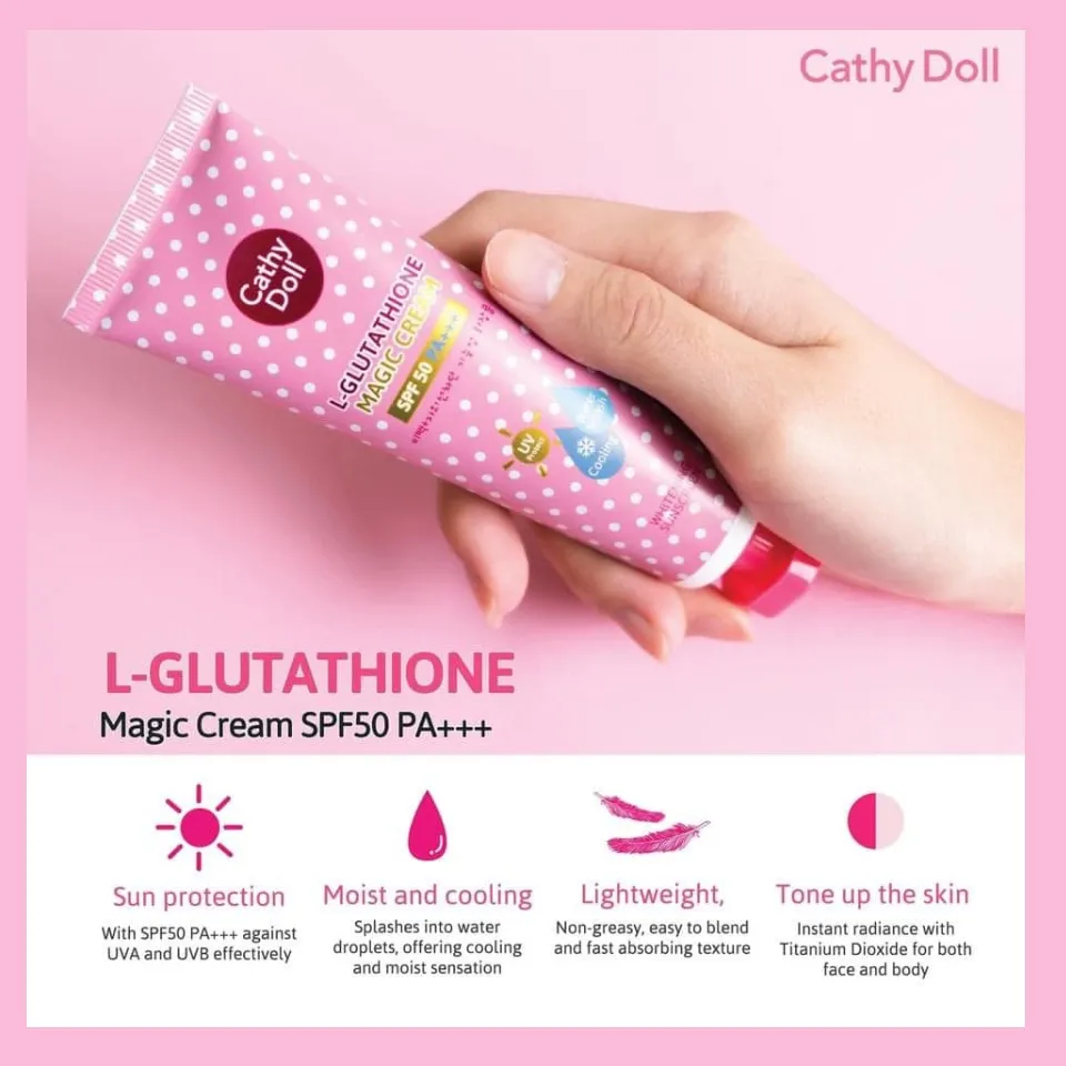 l glutathione magic cream Cathy Doll Whitening Sunscreen L-Glutathione Magic Cream SPF 50 PA+++  Reviews & Ingredients