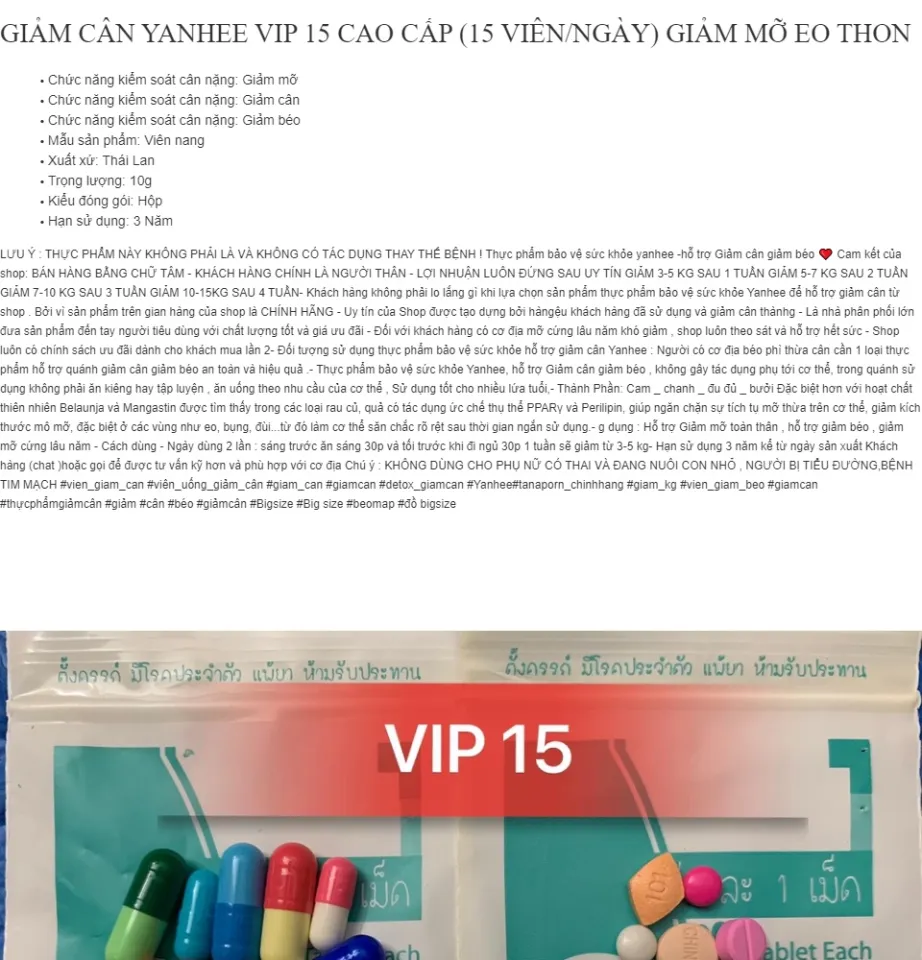 Thuốc Giảm Cân Yanhee VIP 15: Bí Quyết Giảm Cân An Toàn và Hiệu Quả