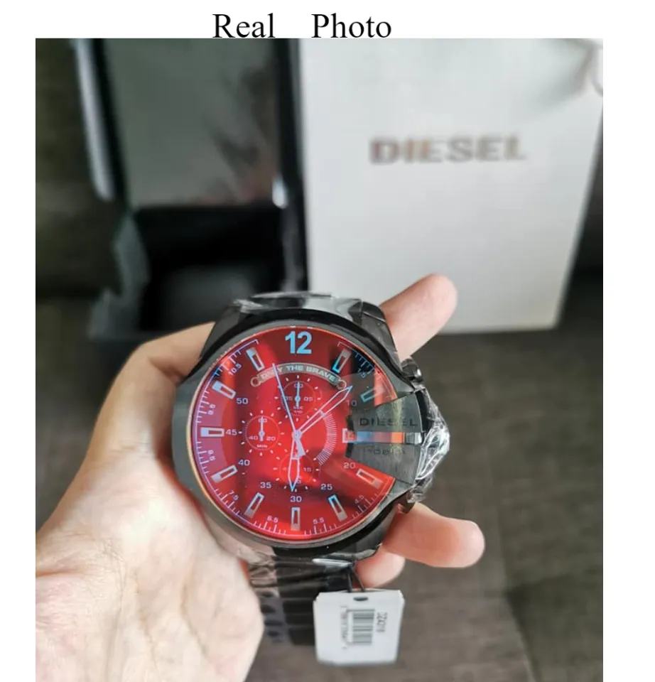 Real Photo Original Diesel Mega Chief Chronographs Black Stainless Steel Watch DZ4318 Jam Tangan Lelaki Lazada