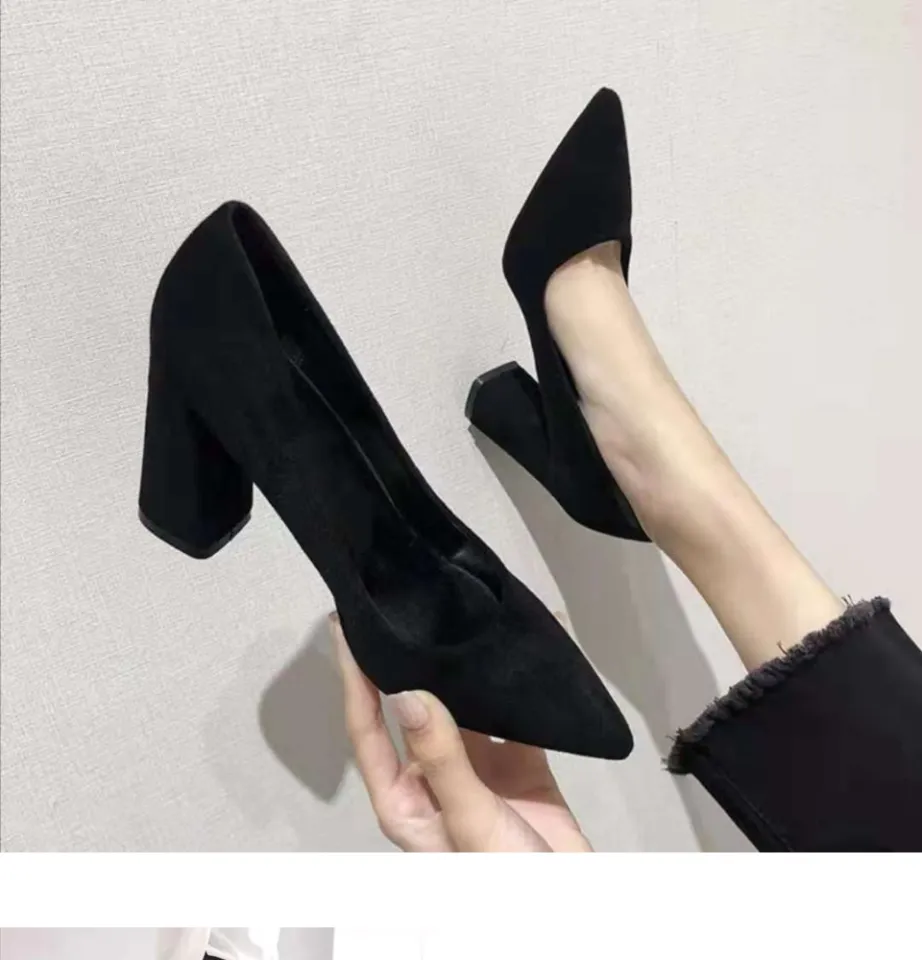 Womens Slip on Pumps Chunky Heels Platform Shoes 3 inch Comfort Evening  Pumps | eBay