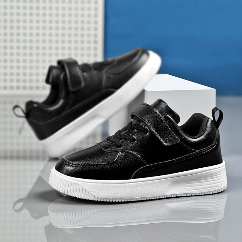 Ready Stock Kids Shoes Black Sneaker for Boy and Girl White Rubber Shoes  for Kids Sports Running Shoes Kasut Sukan Student shoes Black sneakers