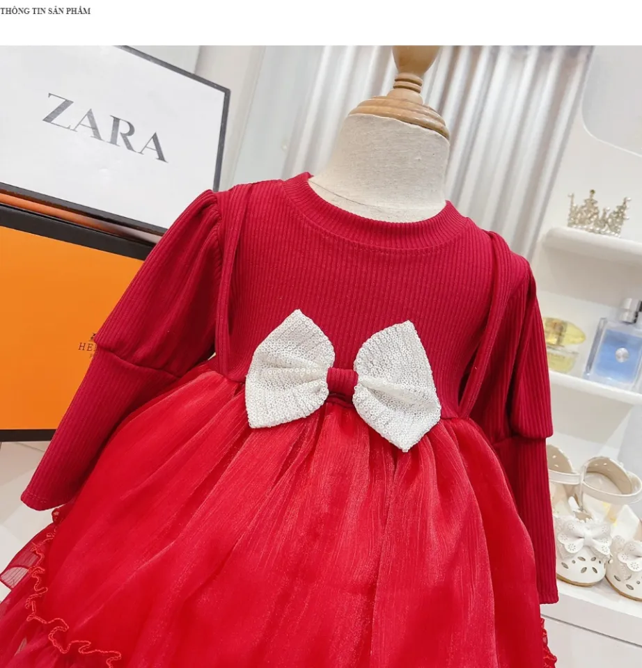 Giảm giá Váy bé gái, váy nhung đỏ phối tay ren diện tết cho bé cực xinh  vn01 - Mua Thông Minh