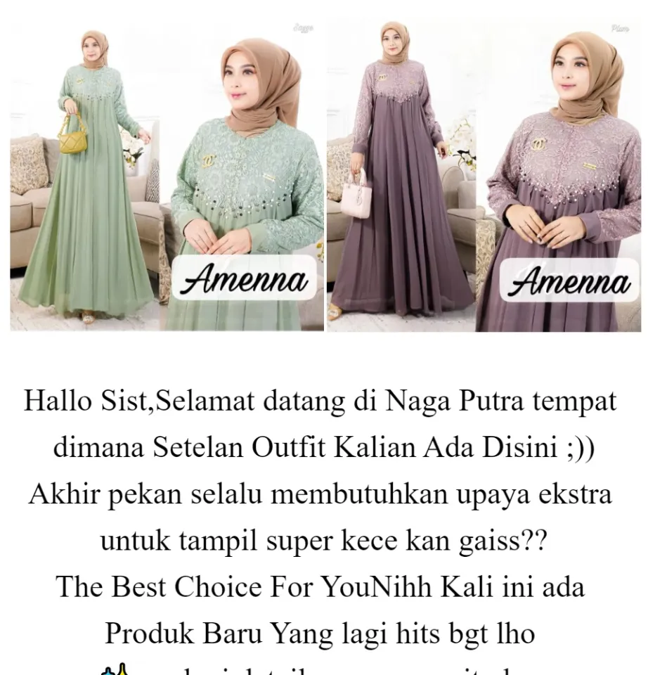 COD Amenna Dress Dress Bahan Ceruty Babydoll full mix brukat aplikasi mutiara sleting depan BUSUI Dress Terbaru Pakaian Wanita Dress Maxy Dress Brokat Lazada Indonesia