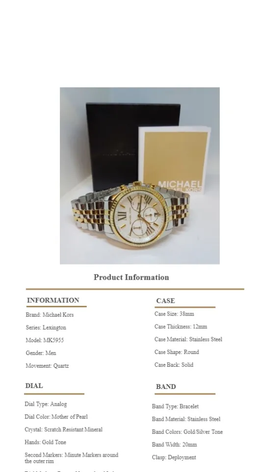 Michael Kors MK Lexington Chronograph Mother of Pearl Two tone