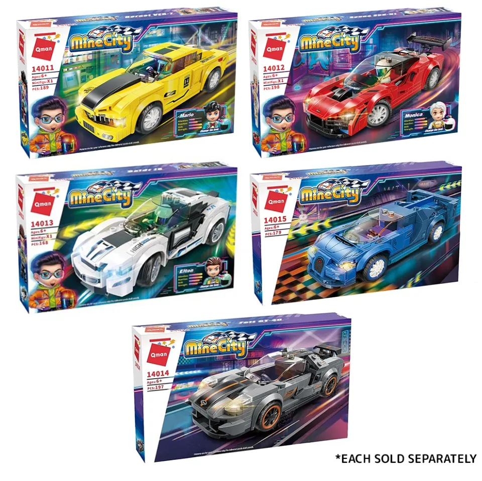 QMAN Building Blocks Racing Car Model Kits Mine City Hornet VER-7, Senna  S5N-N1, Baldr i8, Fett GT-40 or Kami GT-16 Collectible Sports Technic Car 