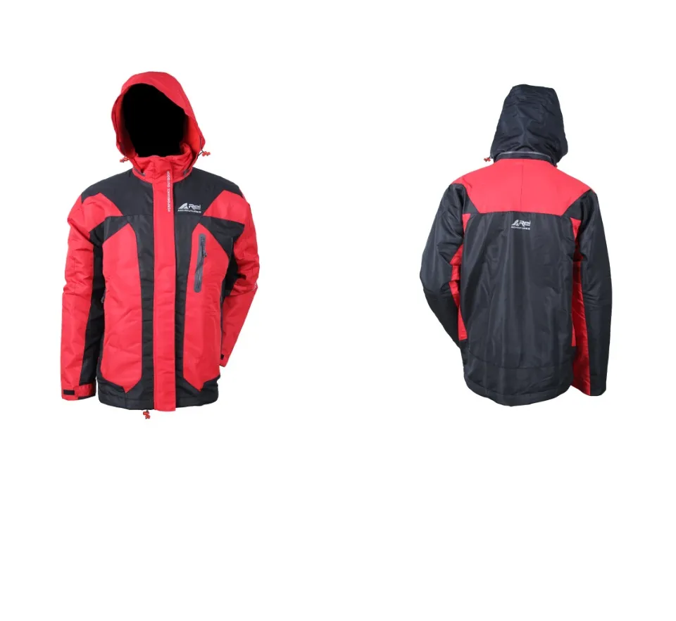 Jaket Gunung Pria Arei Outdoorgear Limboto Hitam Merah Bahan