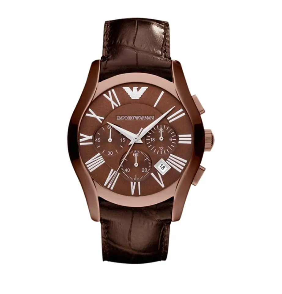 Chronograph Brown Leather Watch by Emporio Armani Men at ORCHARD MILE