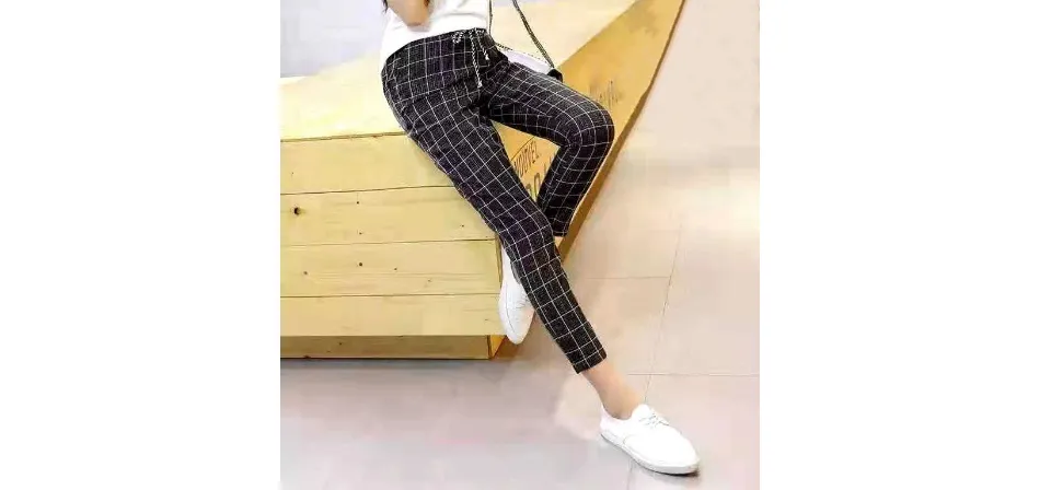 Women's Korean Fashion Checkered Trouser Pants