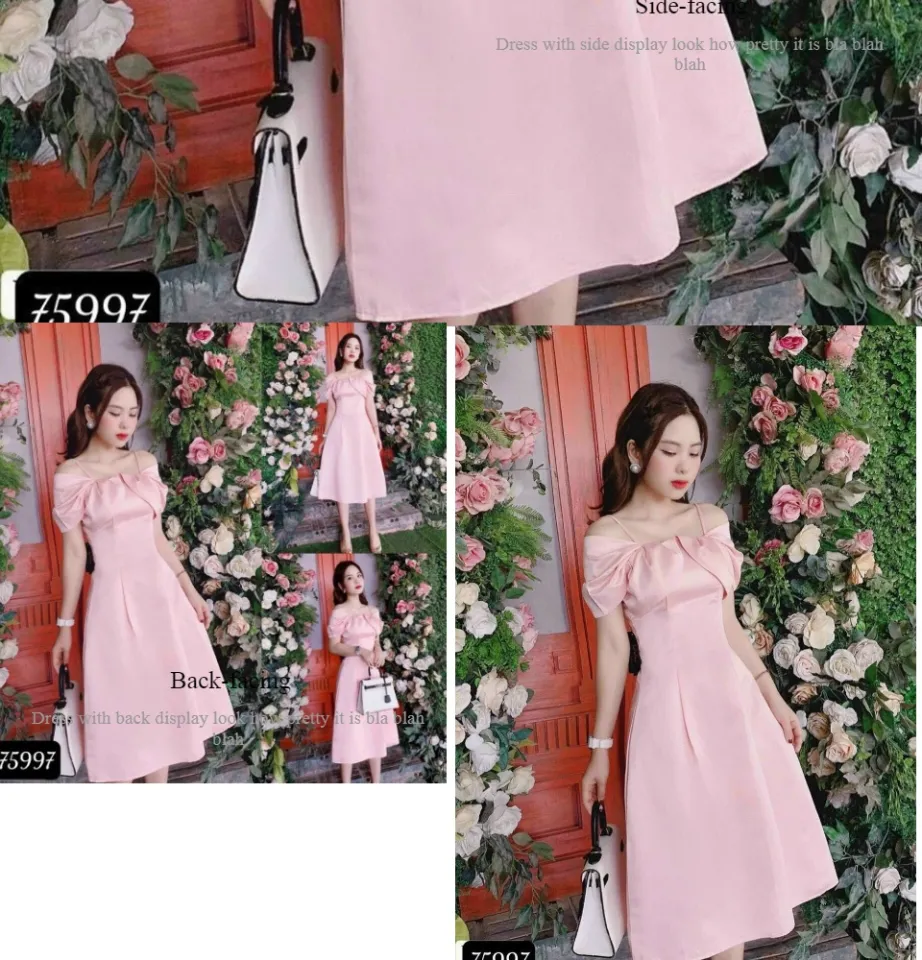 Đầm tafta dự tiệc dáng chữ A màu hồng KK166-14 | Thời trang công sở K&K  Fashion