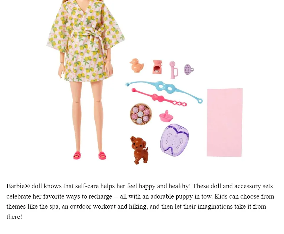 Barbie Fab Wellness Doll with Accessories Spa Day Playset Children