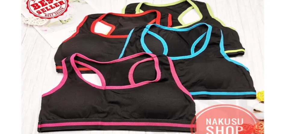 3pcs Sports Bra With Changeable Foam Assorted Color Free Size 10-18yrs