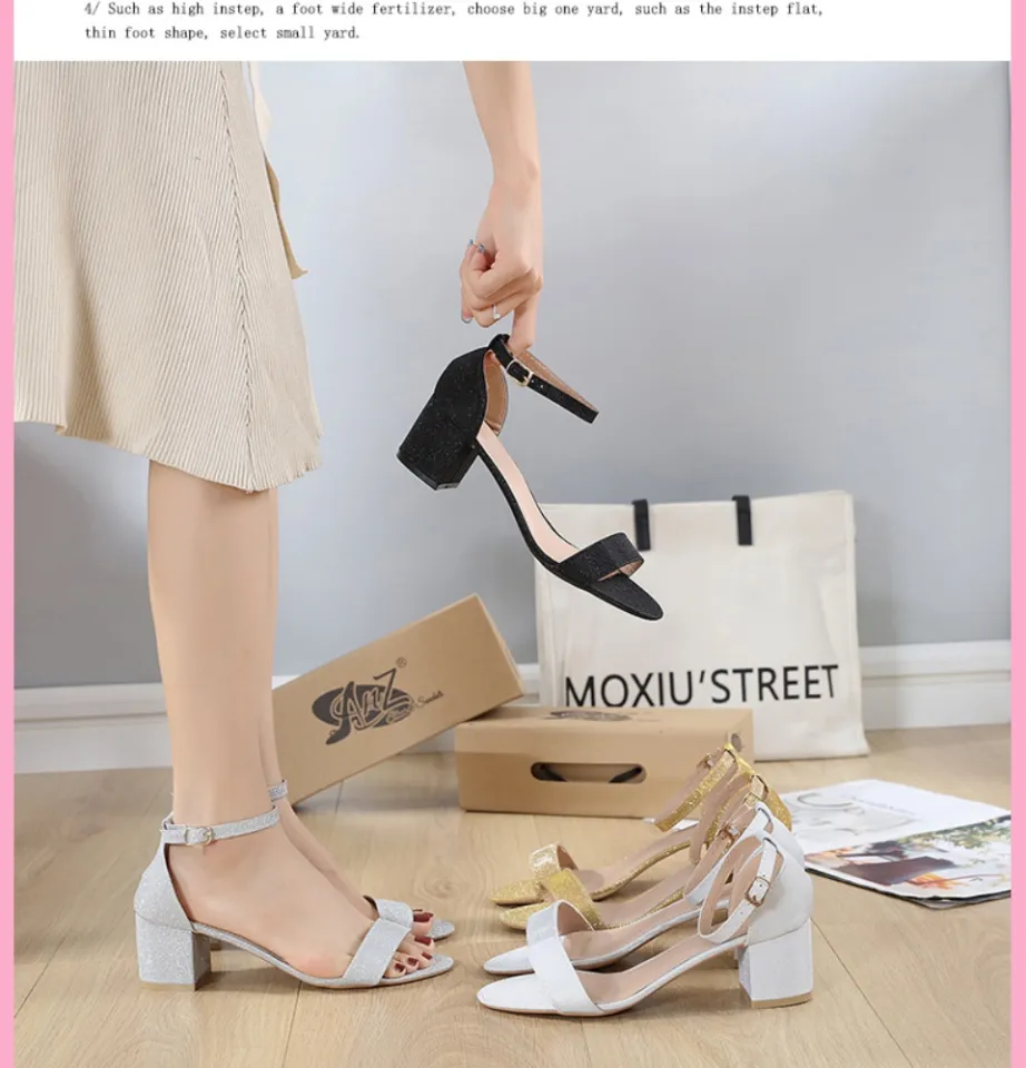 Korean Suede Block Heels High Heel Sandals for Women GZ-180 | Shopee  Philippines