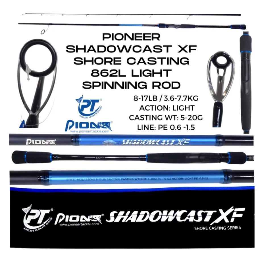 Pioneer LIGHT ShadowCast XF 8ft 6in Shore Casting Series 862L Shadow Cast  Fishing Spinning Rod
