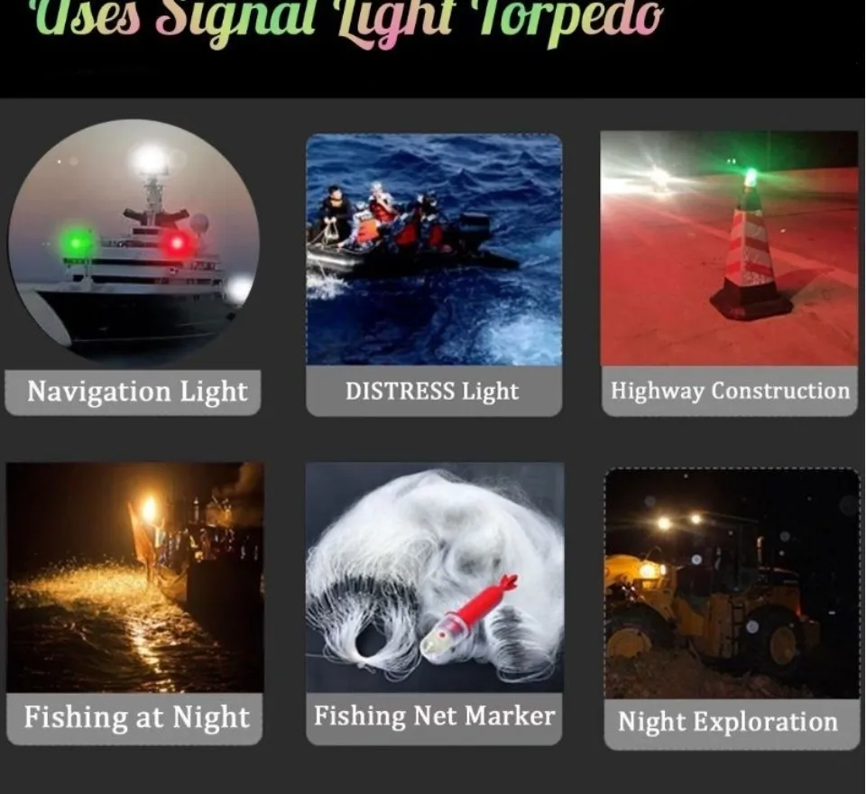 Fishing Float LED Light Torpedo Light Waterproof Night Warning Flash Lamp  For Fishing Boats Fishing Net Lights Buoys Not Included Battery