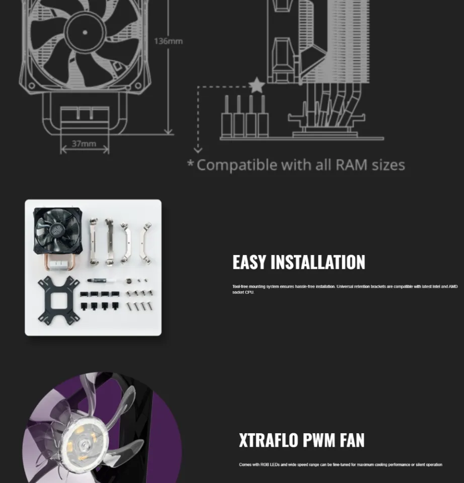 Cooler Master CoolerMaster Hyper H410R RGB Cooler RR-H410-20PC-R1 