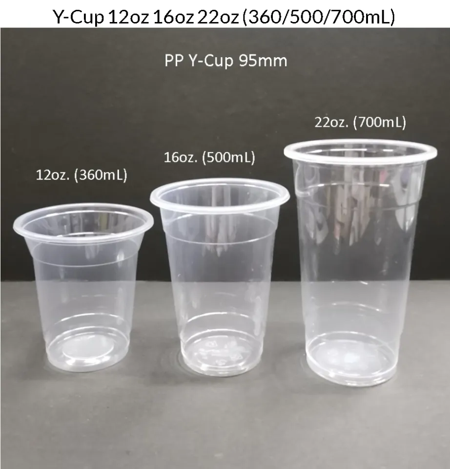Y-cups Y cup 95mm Milk tea cups 3 sizes 12oz 16oz 22oz (360mL 500mL 700mL)  50 pcs per set PP (polypropylene)