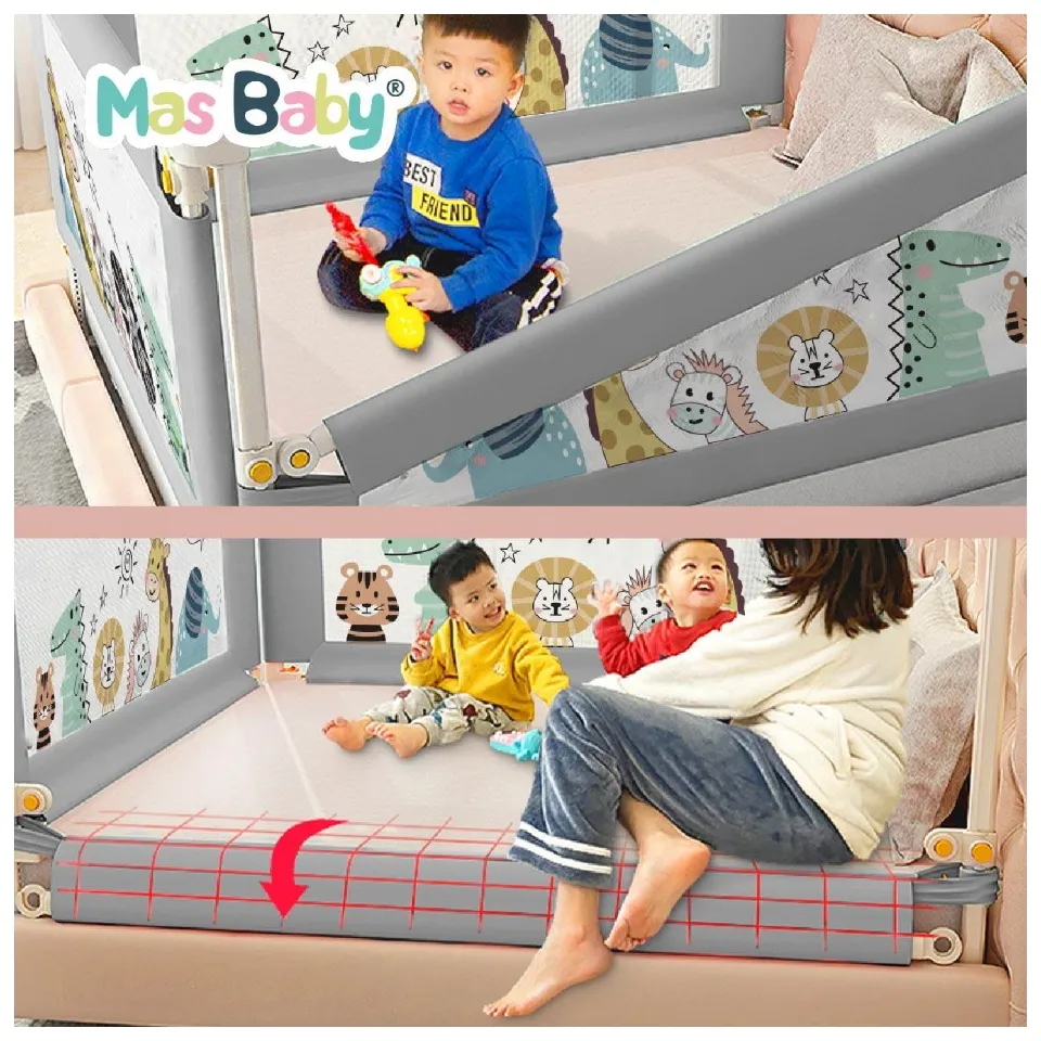 Mas Baby Animal Kingdom Bed Rail Adjustable Baby Bed Fence Anti fall Guard Gate For Babies Kids Safety Lazada