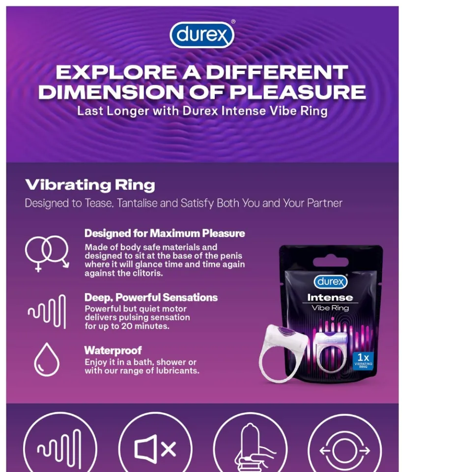 Durex Intense Vibe Ring (Silent Vibrating/ Vibrator Ring for Man & Woman) |  Adult Toy