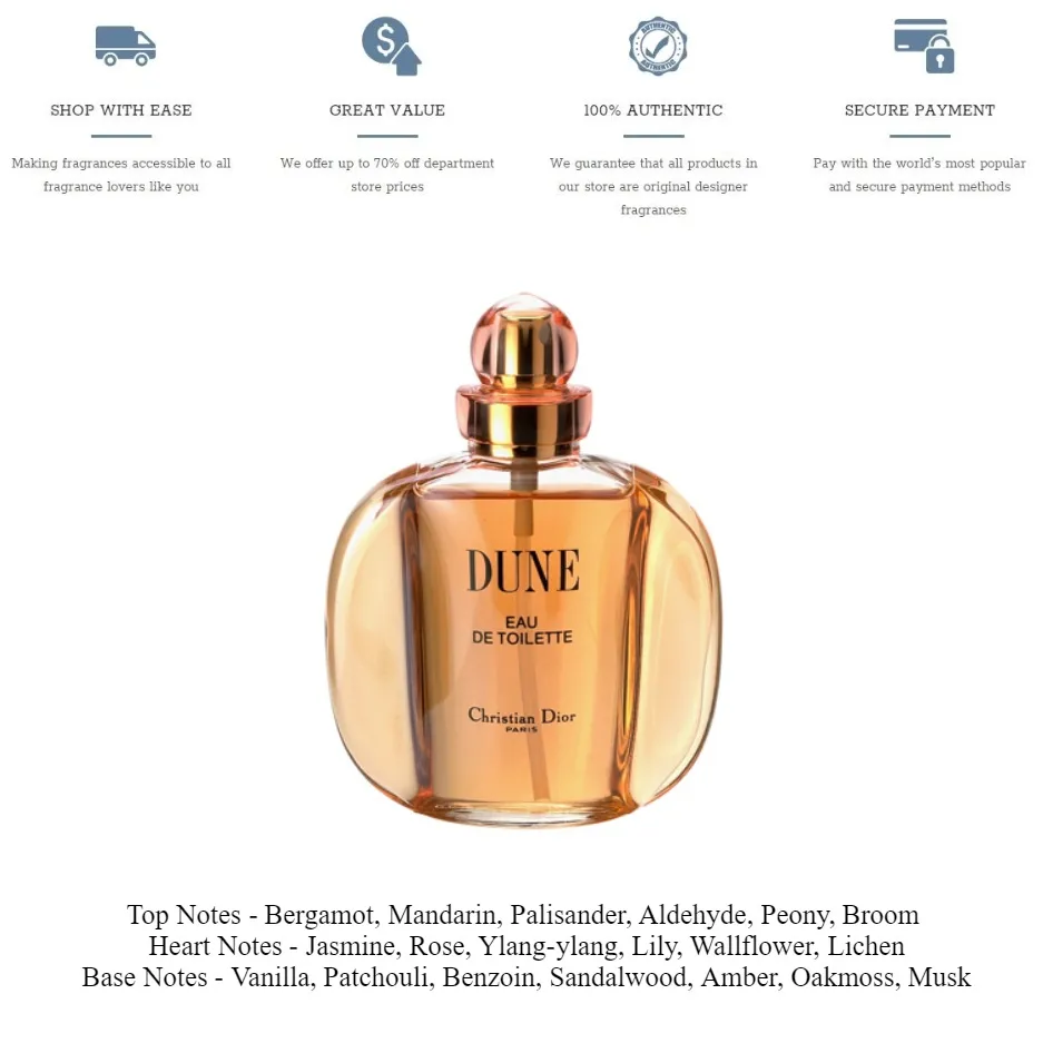 FragranceCart] Christian Dior Dune EDT for Women (100ml) New 100