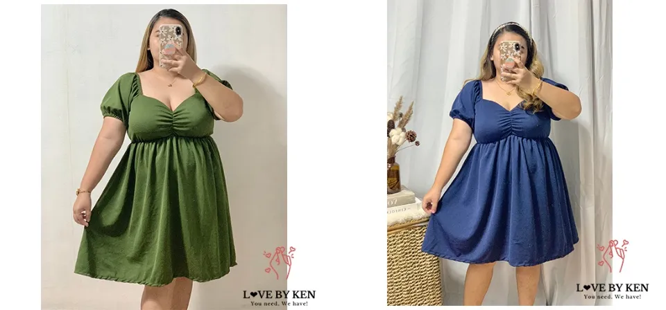 Plus Size XL-2XL Venus Dress Extra Large Chubby Plain Plus Size Dresses Off  Shoulder Short Sleeve Crepe Dress - Lazada | Lazada PH