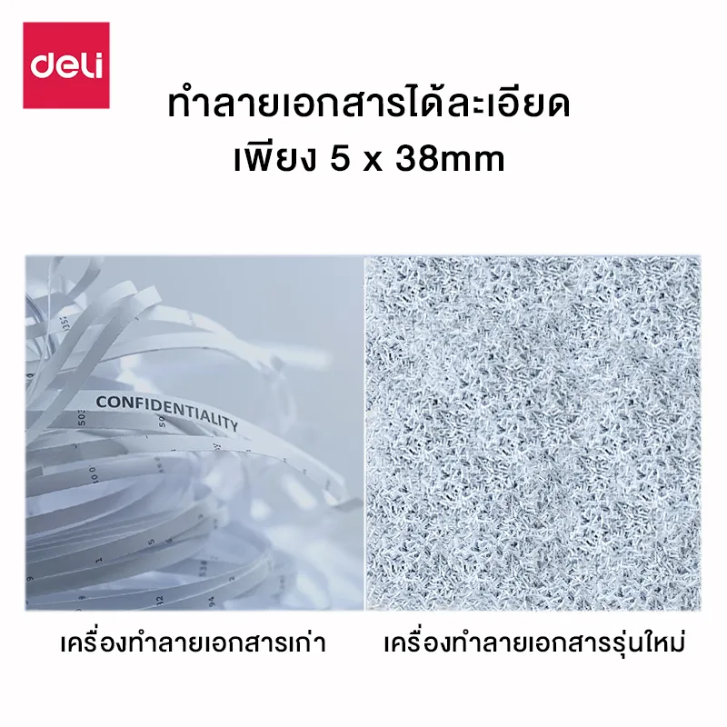Deli เครื่องทำลายเอกสาร 12/17 ลิตร เครื่องย่อยกระดาษ ขนาด A4 6/8 แผ่น อุปกรณ์สำนักงาน Paper Shredder