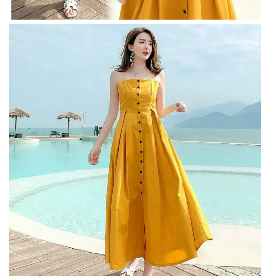 Váy Đầm Maxi Đi Biển Hai Dây Xòe Vải Đũi Lụa Mềm Mát Màu Xanh Lá Xanh Bơ -  Đầm | ThờiTrangNữ.vn