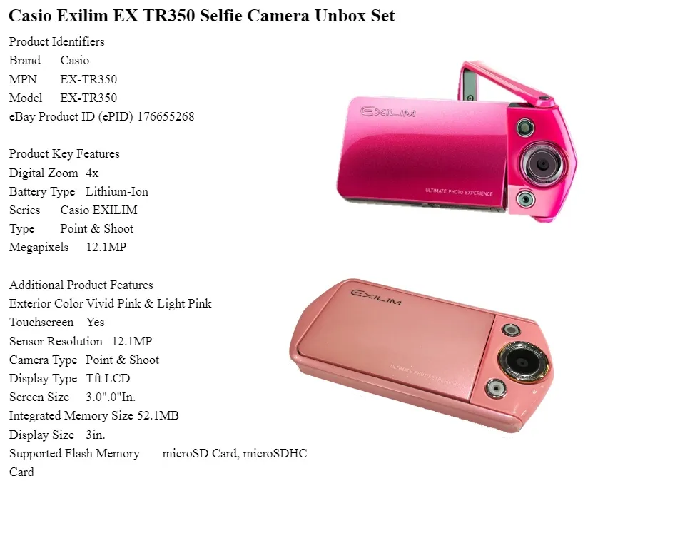 Casio Exilim EX TR350 Selfie Camera Unbox Set Lazada