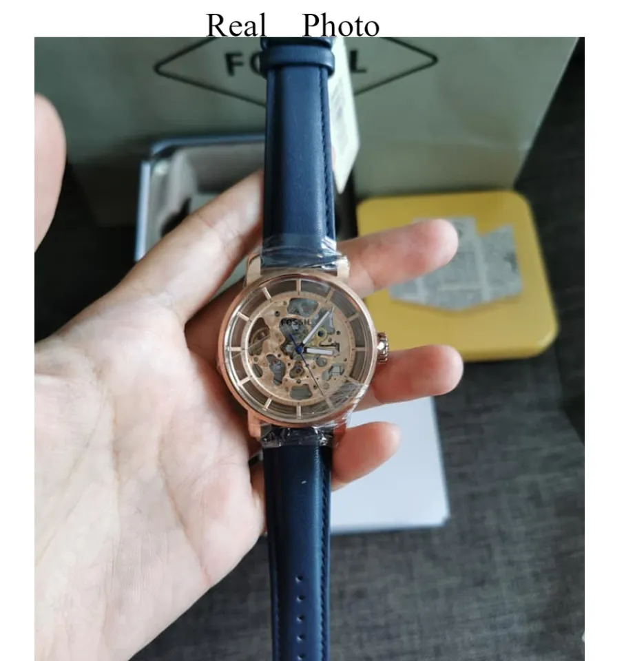 Real Photo Original Fossil Men s Boyfriend Automatic Navy Blue Leather Watch ME3086 Jam Tangan Wanita Lazada