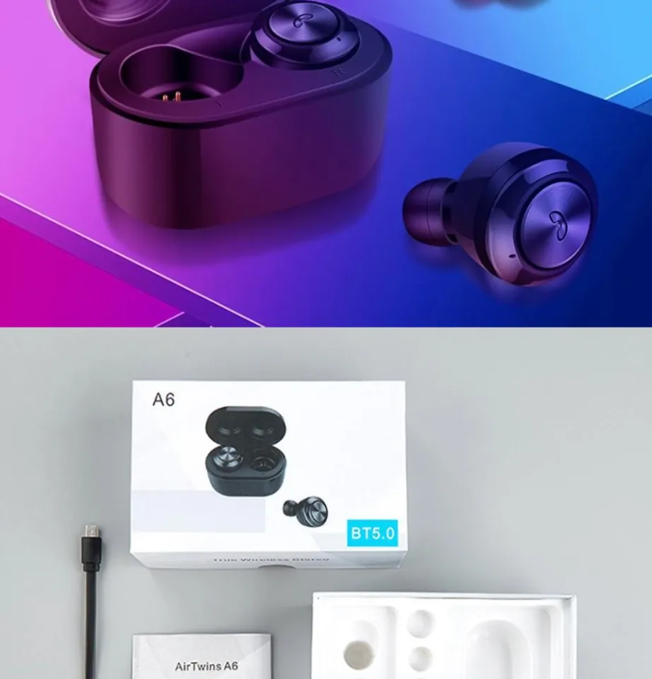 A6 TWS Wireless Earbuds True V5.0 Bluetooth Headset Deep Bass