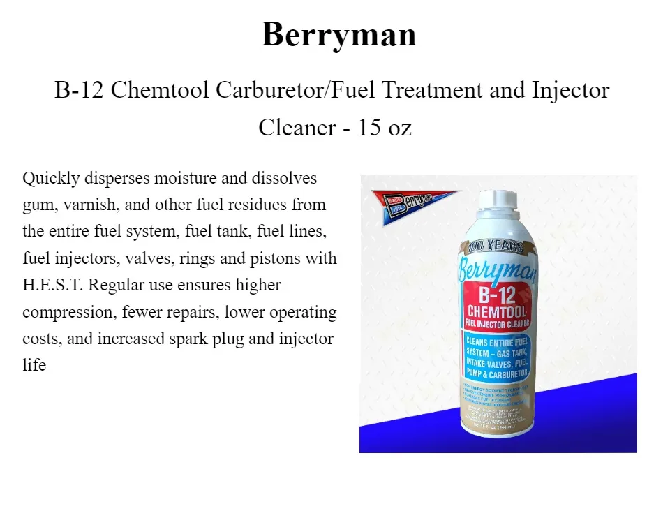 b12 fuel injection cleaner Berryman B-12 Chemtool System with H.E.S.T. (High Energy Solvent Technology) 0116 fewer repairs Berryman 2 Step Fuel Injection