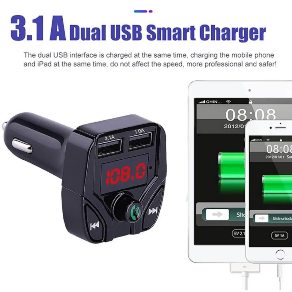 Car FM Transmitter MP3 Bluetooth Dual USB Port 3.1A Fast Charging Car  Chargers FM Modulator