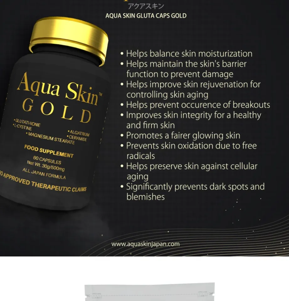 Aqua Skin Glutathione Gluta Caps Kaizen Collagen NAC Gluta Capsule Japan  Whitening Anti Aging Antioxidant Glowing Reduces Stress Aqua Skin Kagayaki  Akarui Lotion, Kaizen C+ Hyouhaku, Gluta Caps Gold, Collagen