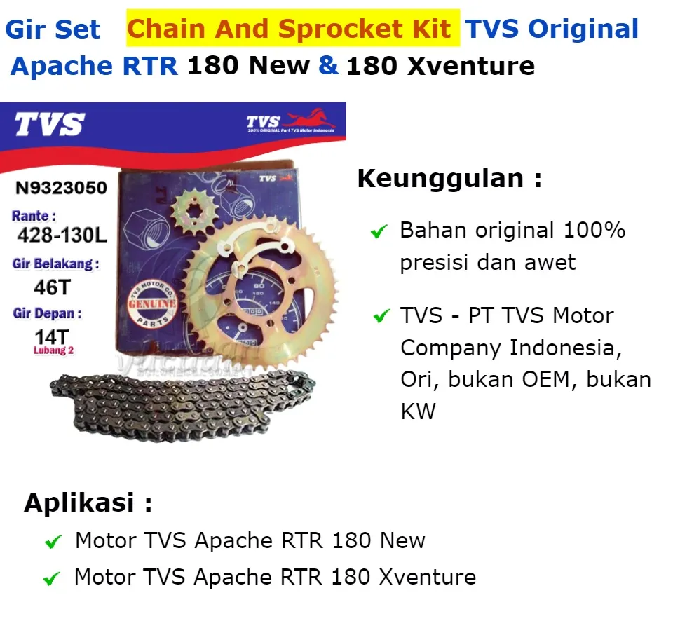 Suku Cadang Apache Rtr 180 Parts Original TVS Gir Set Lengkap