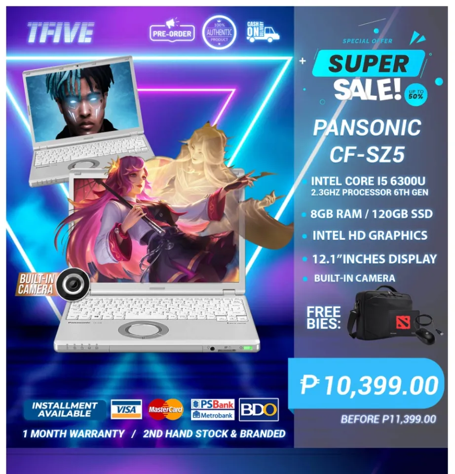 LAPTOP PANASONIC CF-SZ5 INTEL CORE I5 6TH GEN 8GB RAM 120GB SSD