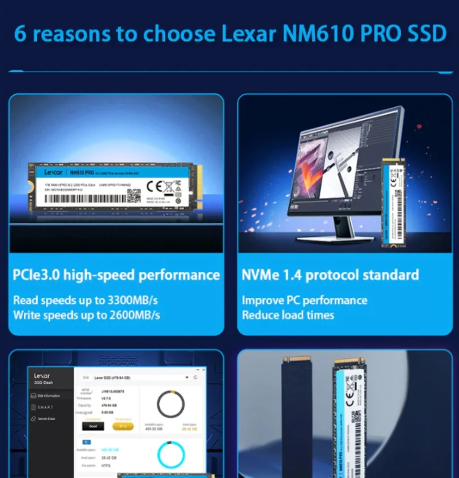 LEXAR NM610 PRO NM620 256GB / 512GB / 1TB / 2TB SSD - M.2 NVME v1