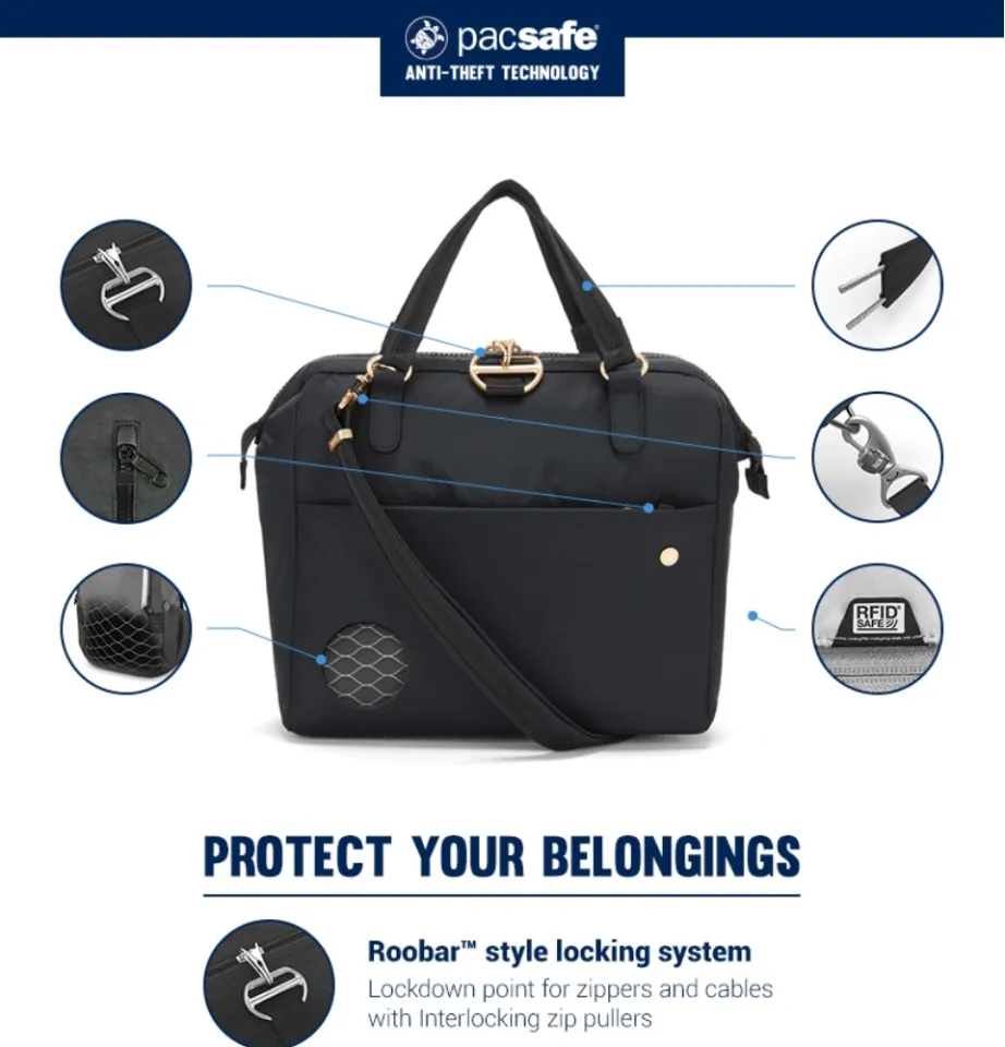 Pacsafe Citysafe CX Anti-Theft Satchel Tote Bag Handbag Cut