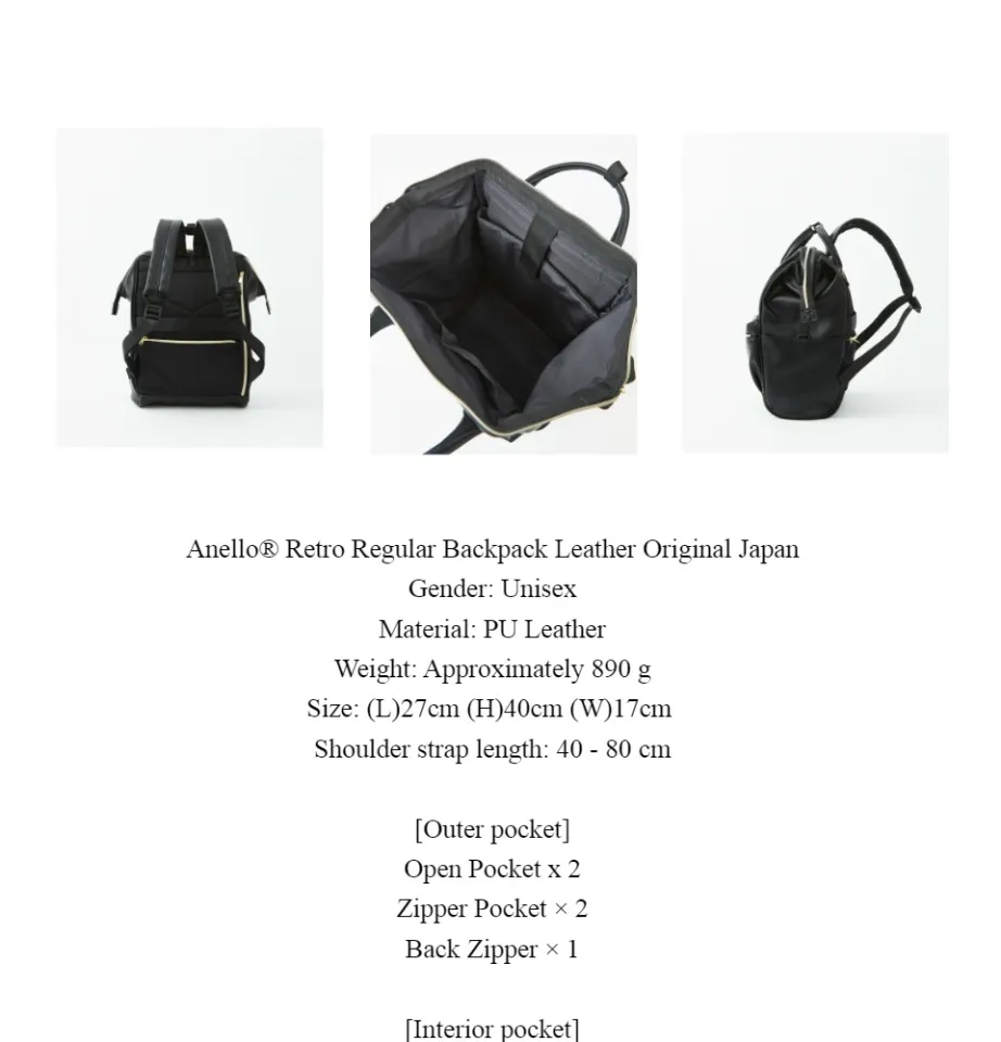 Anello Bag Backpack Best Seller Anello® RETRO Leather Laptop